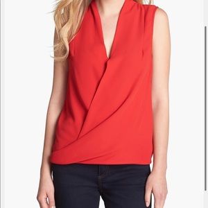 Vince Camuto Sleeveless Faux-Wrap Blouse (XL)